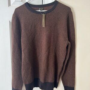 J. Crew Men's Cashmere Brown and Black  Chevron Crewneck Sweater